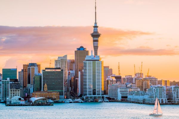 Auckland skyline at sunset