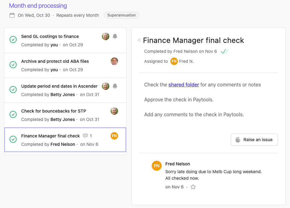 Payroll workflows