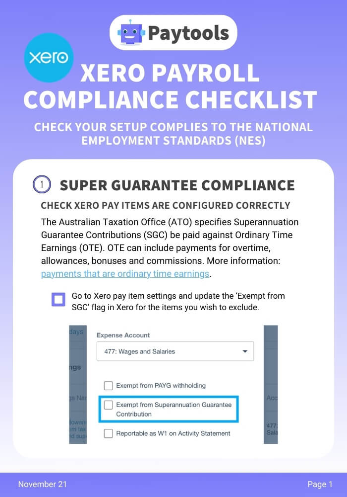 Xero payroll compliance checklist